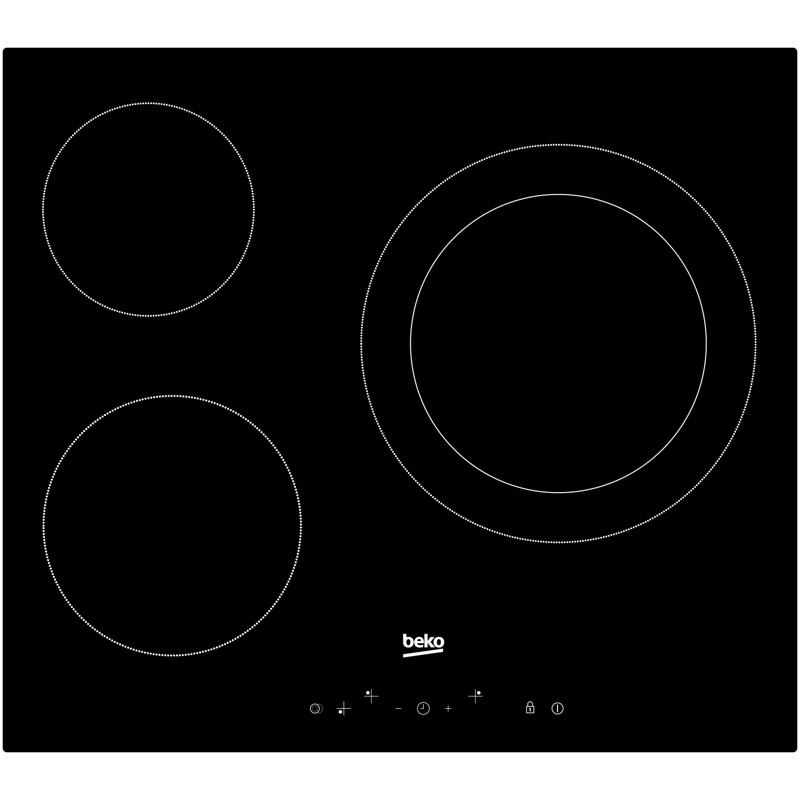Beko HIC63402T de 3 zonas y 5700 W, 60 cm de ancho, acabado negro