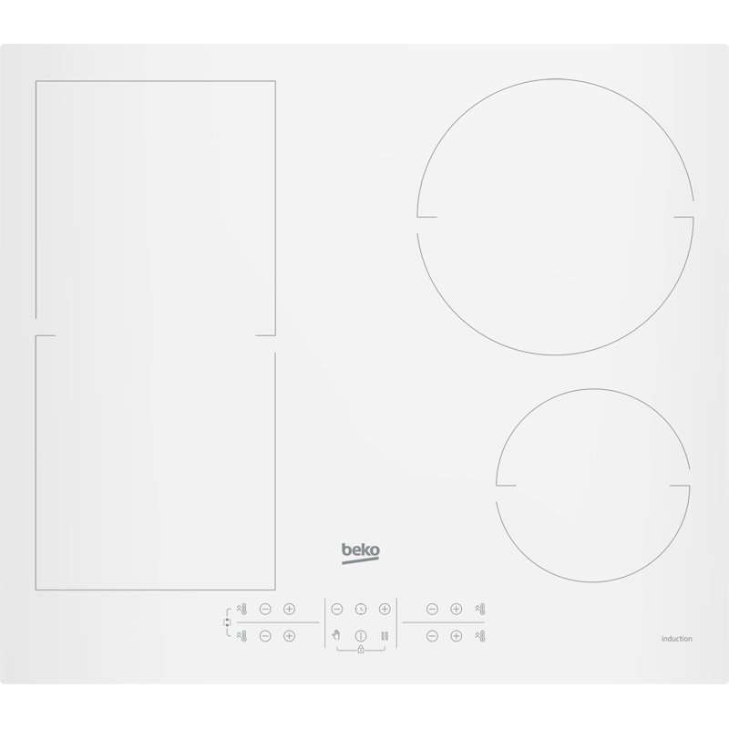 Beko HII64200FMTW, placa de inducción de 4 zonas y 7200 W en blanco