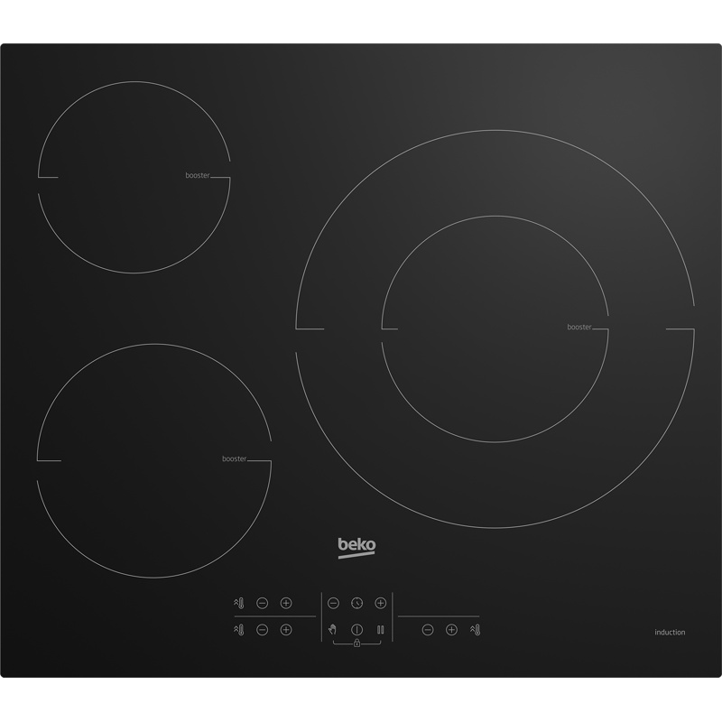 Beko HII63205MT, placa de inducción de 3 zonas con área de 32 cm y 7200 W