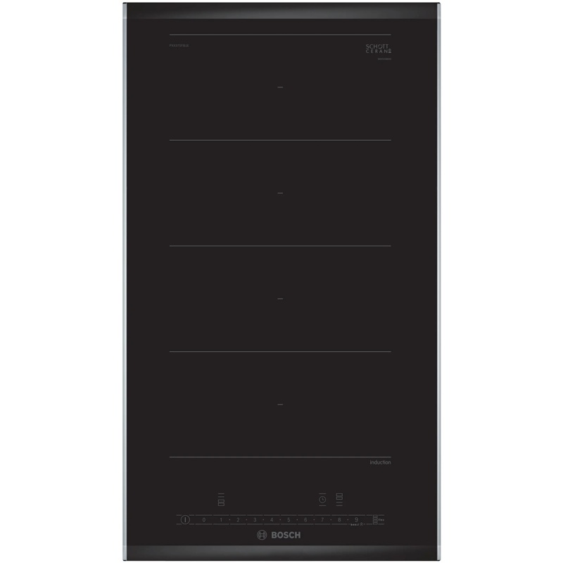 Induktiokeittolevy Bosch PXX375FB1E, 2 aluetta, domino-muoto, 30,6 cm