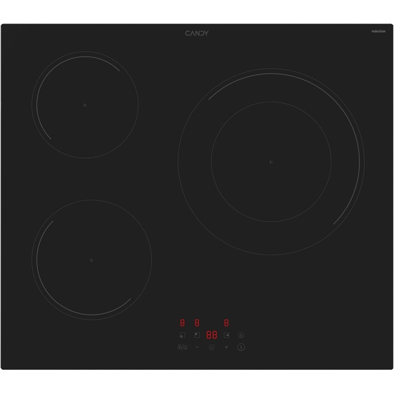Candy CI633CBB1 negra, placa de inducción de 59 cm, 3 zonas y 7200 W