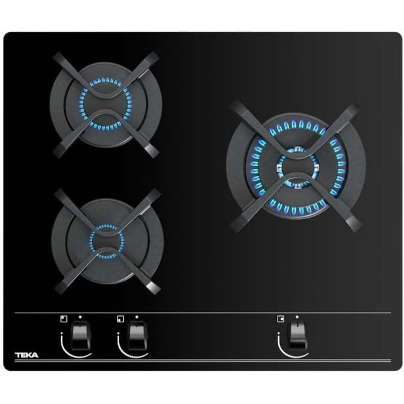 Teka GBC 63010 KBN, placa de gas natural de 60 cm con 3 quemadores