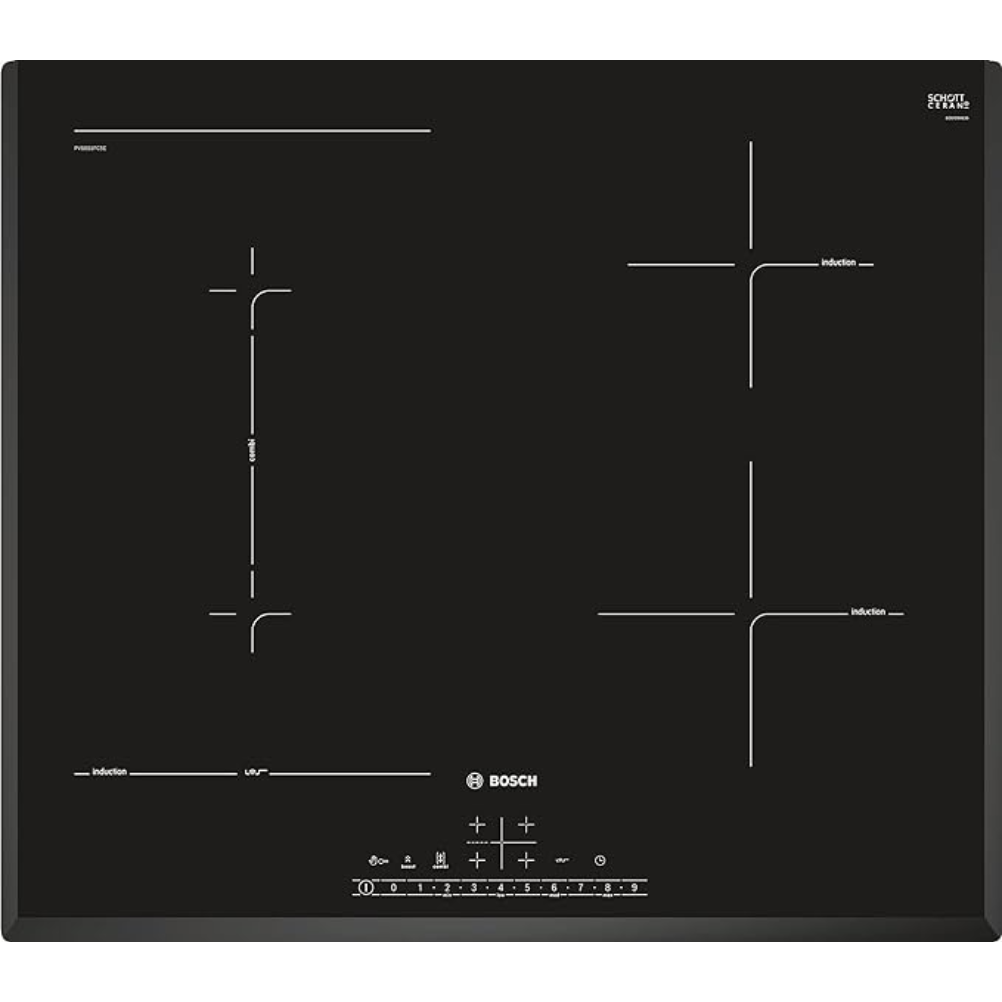Bosch PVS651FC5E: induktiivinen keittotaso, 4 aluetta, PowerBoost
