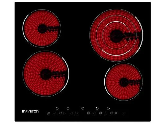 Infiniton VITRO-A4F, encimera vitrocerámica de 4 zonas y 59 cm con temporizador